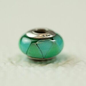 Pandora RETIRED Green Teal Murano Glass Charm
